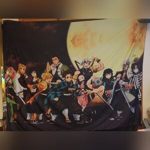 Anime Wall Tapestry with Moonlit Scene 60x75